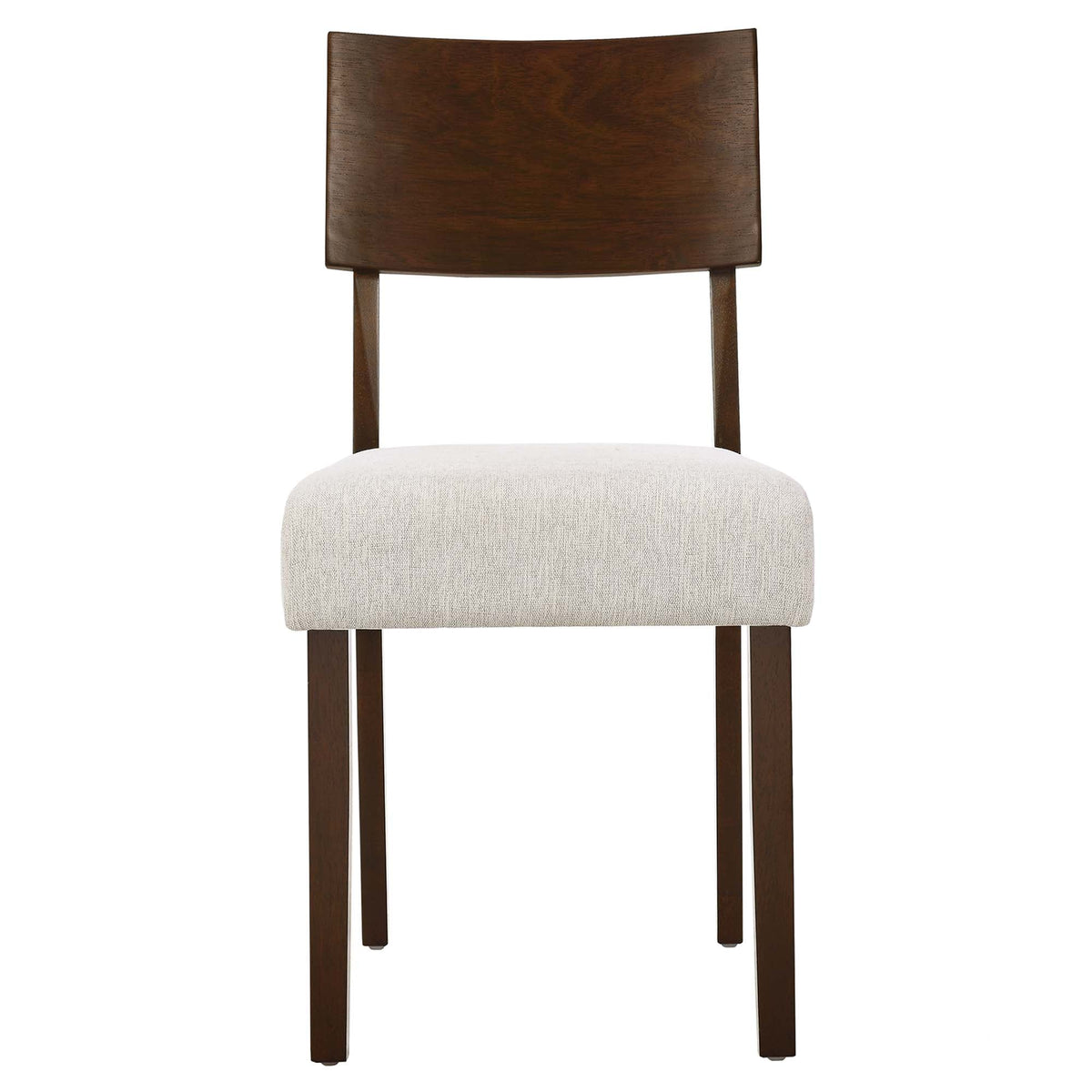 Pax Wood Dining Side Chairs Set of 2 dark walnut wood back beige upholstered seats on Tampa Home & Garden Store