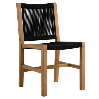 Vienna outdoor teak and rope armless dining chair set of 2 by Modway on Tampa Home & Garden Store