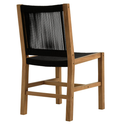 Vienna teak rope armless dining chair by Modway with black weave and natural wood frame on Tampa Home & Garden Store