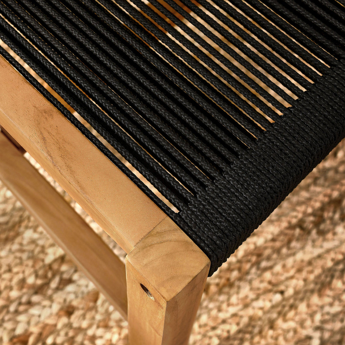 Vienna teak and rope armless dining chairs set of 2 with black rope weave on teak by Modway on Tampa Home & Garden Store
