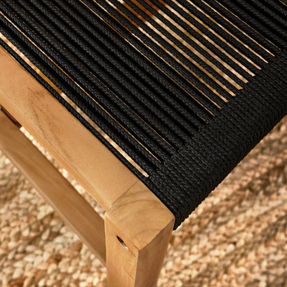 Vienna teak and rope armless dining chairs set of 2 with black rope weave on teak by Modway on Tampa Home & Garden Store
