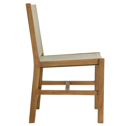Vienna teak and rope armless dining chairs set of 2 beige rope teak frame by Modway on Tampa Home & Garden Store