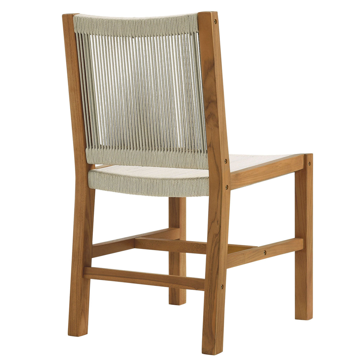 Vienna teak rope armless dining chairs set of 2 by Modway, natural wood frame on Tampa Home & Garden Store