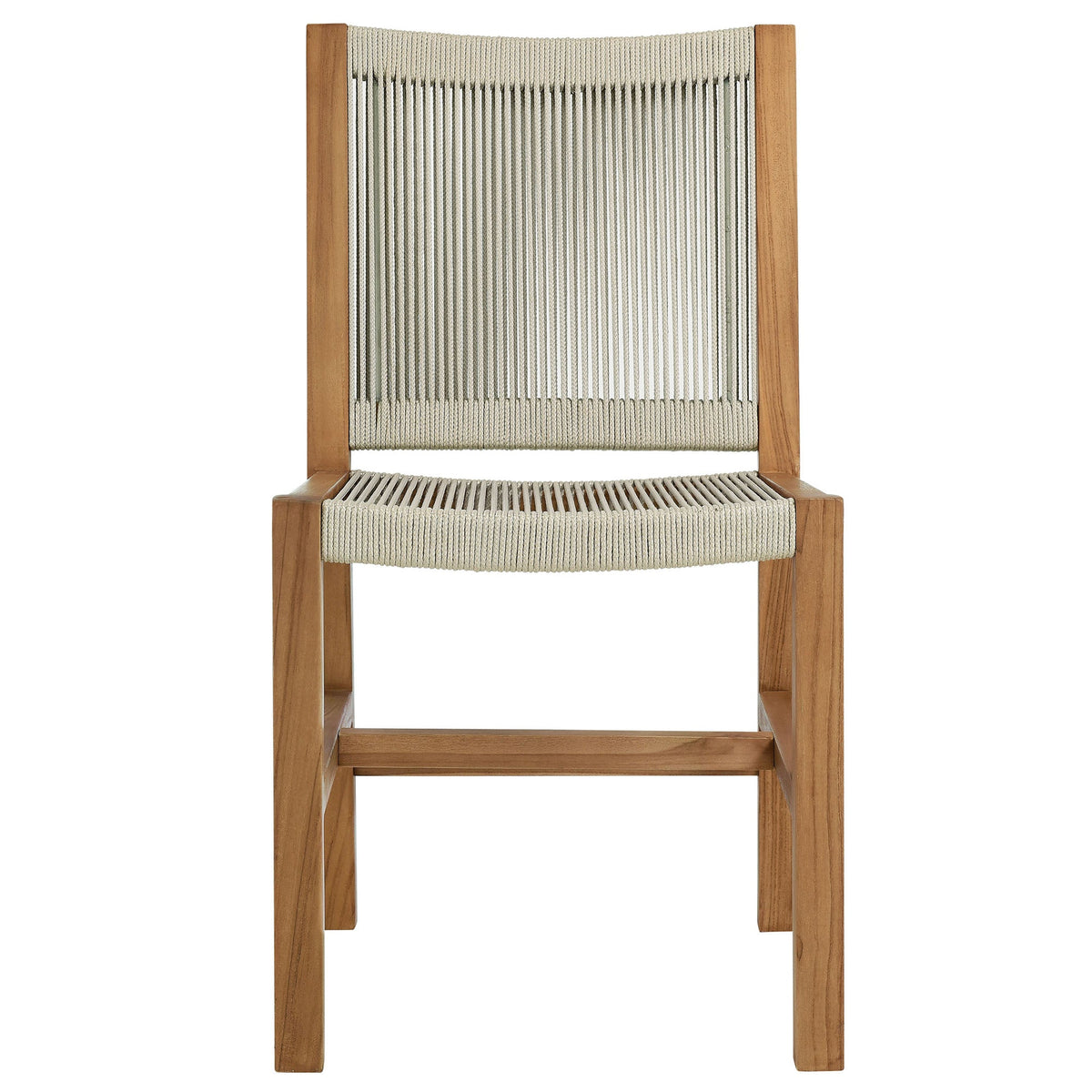 Vienna teak and rope armless dining chairs set of 2 by Modway, natural wood with cream rope on Tampa Home & Garden Store