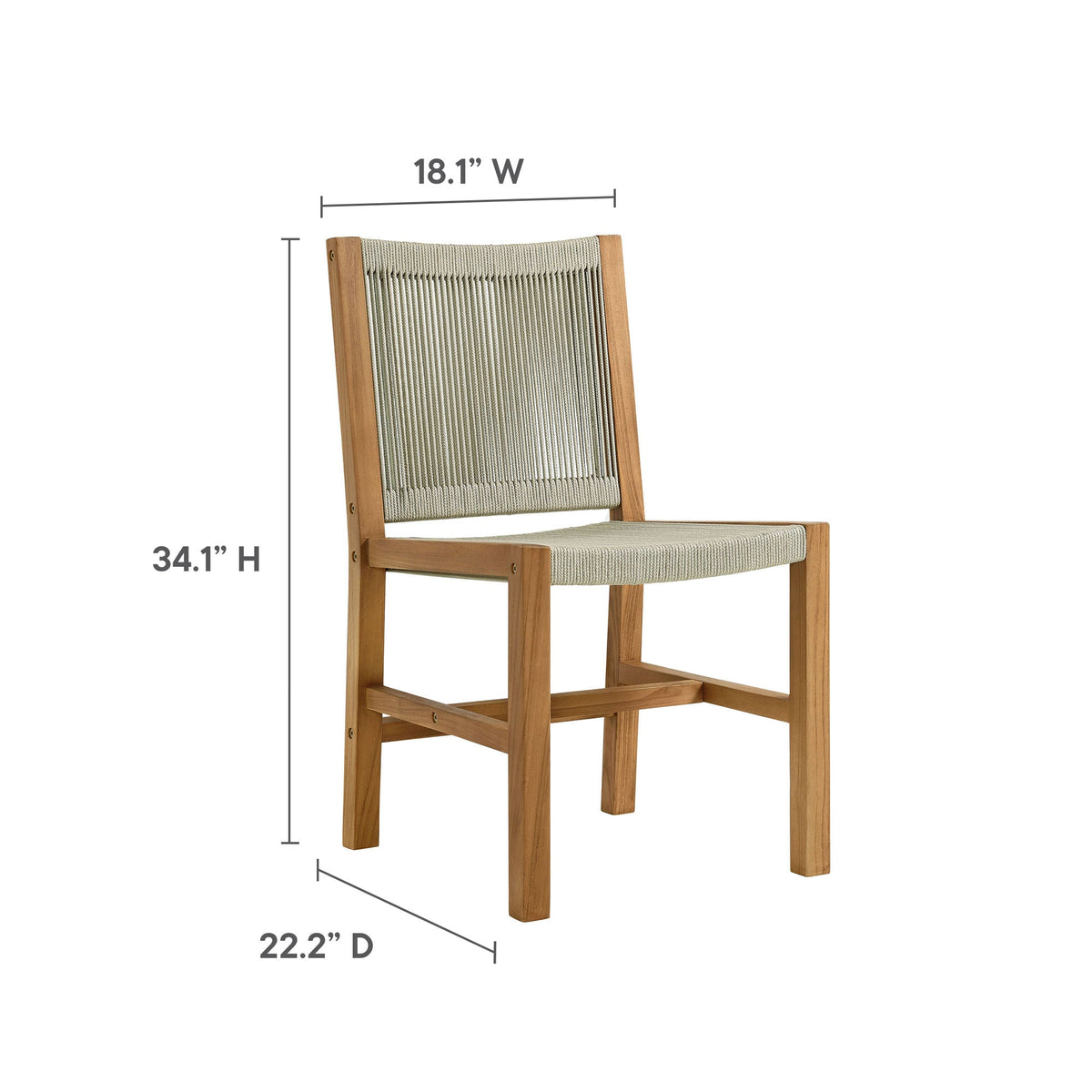Vienna Outdoor Patio Teak and Rope Armless Dining Chairs, Set of 2 by Modway on Tampa Home & Garden Store