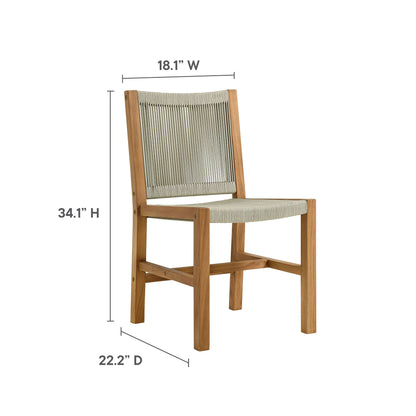 Vienna Outdoor Patio Teak and Rope Armless Dining Chairs, Set of 2 by Modway on Tampa Home & Garden Store