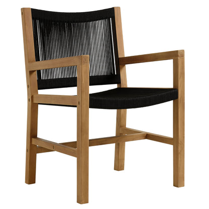 Vienna teak and rope dining armchairs set of 2 with black rope and teak frame by Modway on Tampa Home & Garden Store