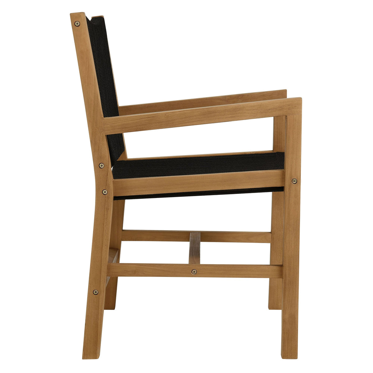 Vienna outdoor teak dining armchair with black rope weave, natural wood frame by Modway on Tampa Home & Garden Store