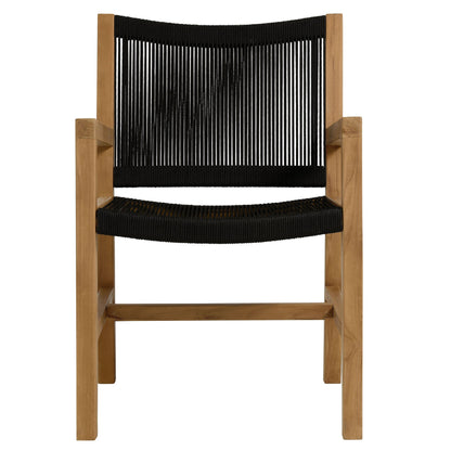 Vienna outdoor teak and rope dining armchairs set of 2 with black woven seating by Modway on Tampa Home & Garden Store