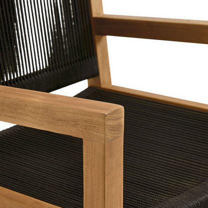 Vienna outdoor teak dining armchairs set of 2 with black rope seat and back by Modway on Tampa Home & Garden Store