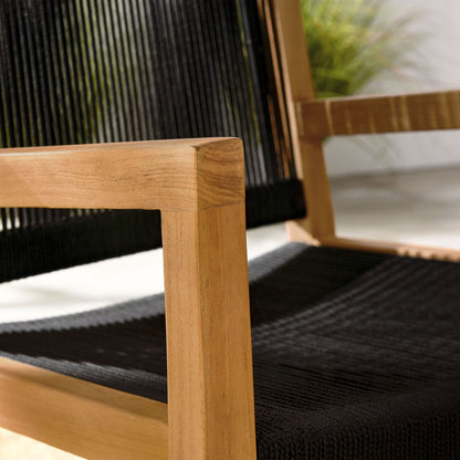 Vienna outdoor teak and rope dining armchairs set of 2 with black rope seating, Modway on Tampa Home & Garden Store
