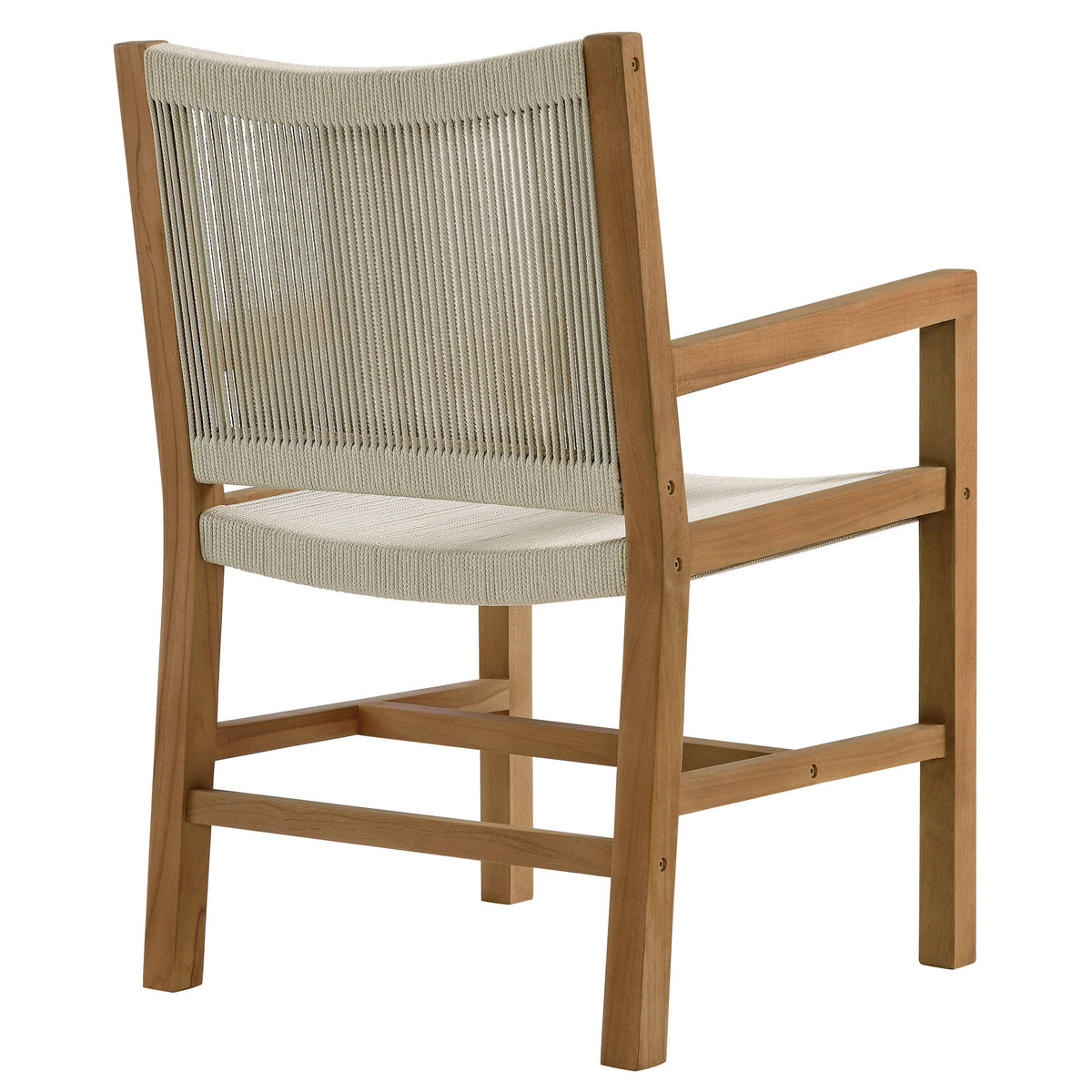 Vienna outdoor teak and rope dining armchair with natural beige rope back and seat by Modway on Tampa Home & Garden Store