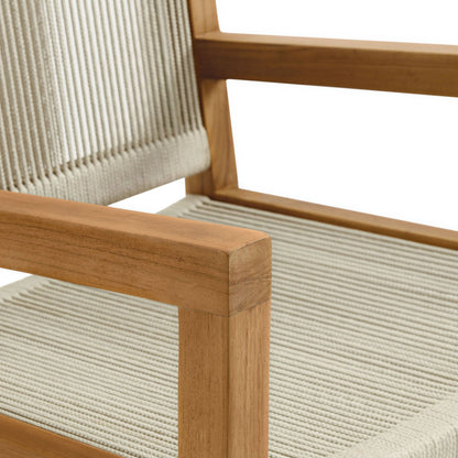 Vienna outdoor teak and rope dining armchairs set of 2 with natural wood frames by Modway on Tampa Home & Garden Store