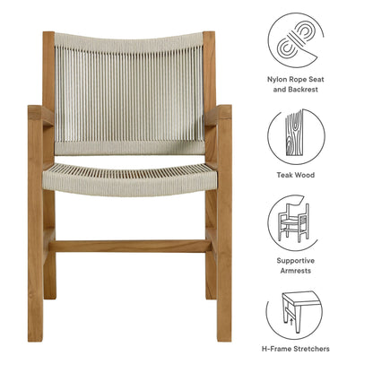 Vienna outdoor teak rope dining armchairs set of 2 in teak and rope by Modway on Tampa Home & Garden Store