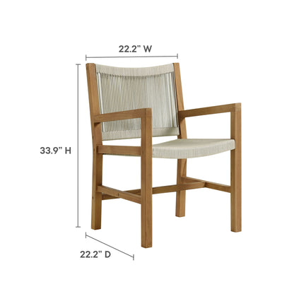 Vienna teak and rope dining armchairs, set of 2; teak frame with beige rope by Modway on Tampa Home & Garden Store