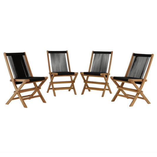 Vienna teak and rope folding chairs set of 4 by Modway for outdoor use on Tampa Home & Garden Store