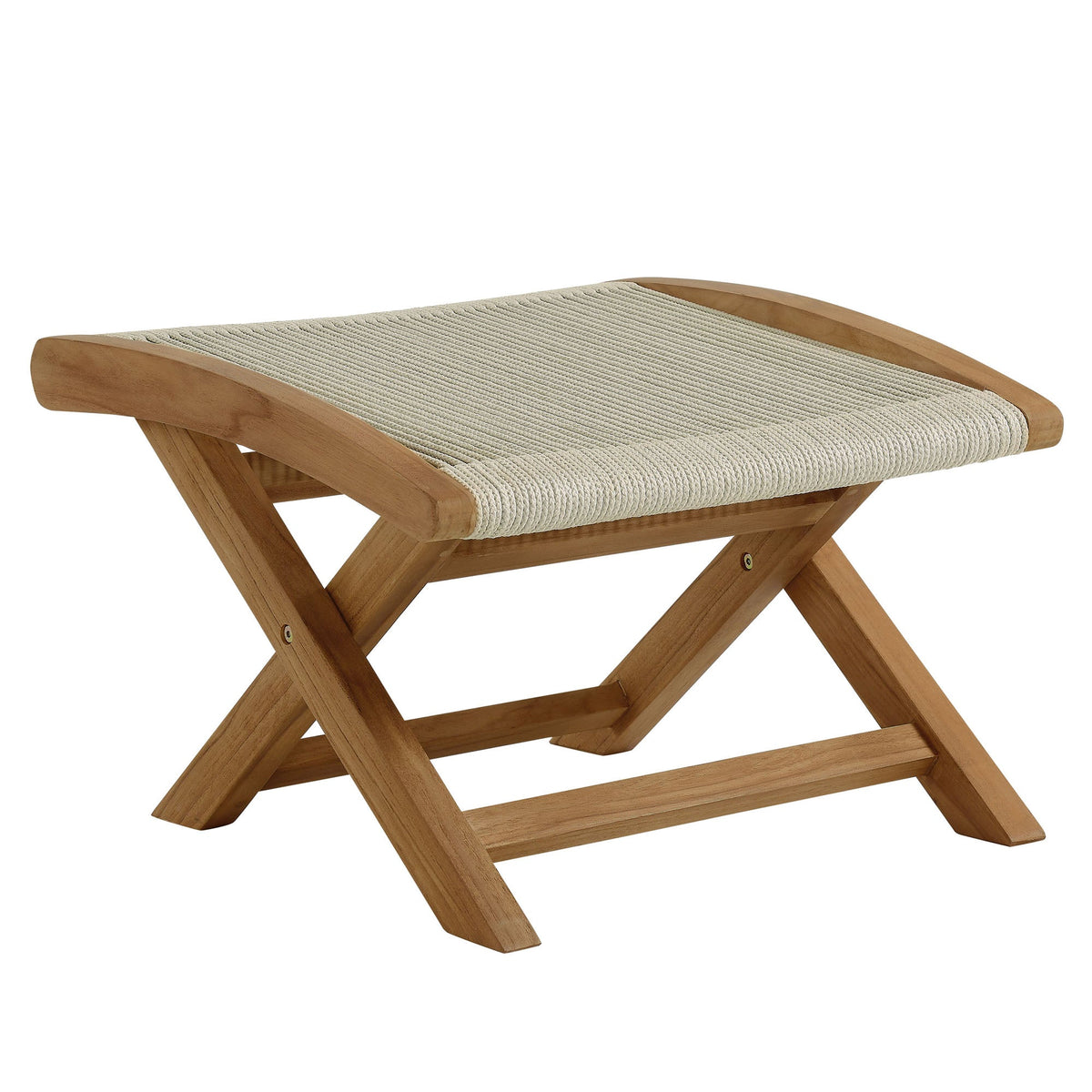 Vienna 2-Piece Outdoor Teak Rope Folding Lounge Chair and Ottoman with wood frame by Modway on Tampa Home & Garden Store