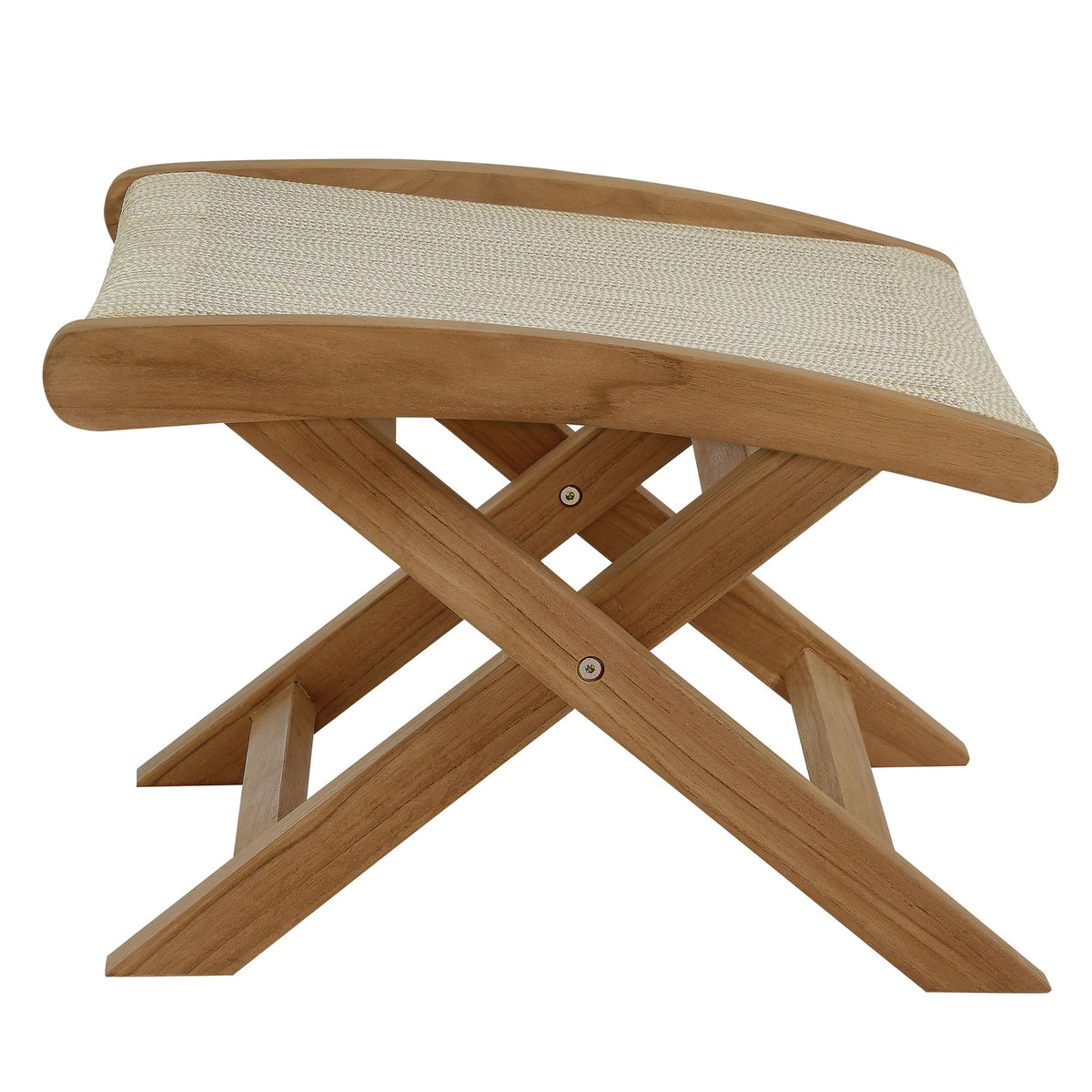 Vienna 2-Piece Outdoor Patio Teak and Rope Folding Accent Lounge Chair and Ottoman on Tampa Home & Garden Store