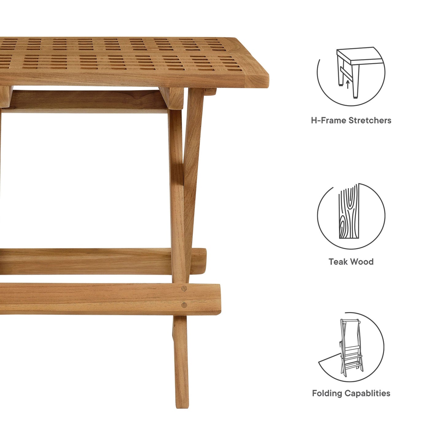 Modway Vienna Outdoor Teak and Patio Side Table