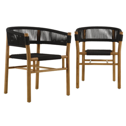 Vienna Outdoor Patio Teak and Rope Curved-Back Dining Armchairs, set of 2 by Modway on Tampa Home & Garden Store