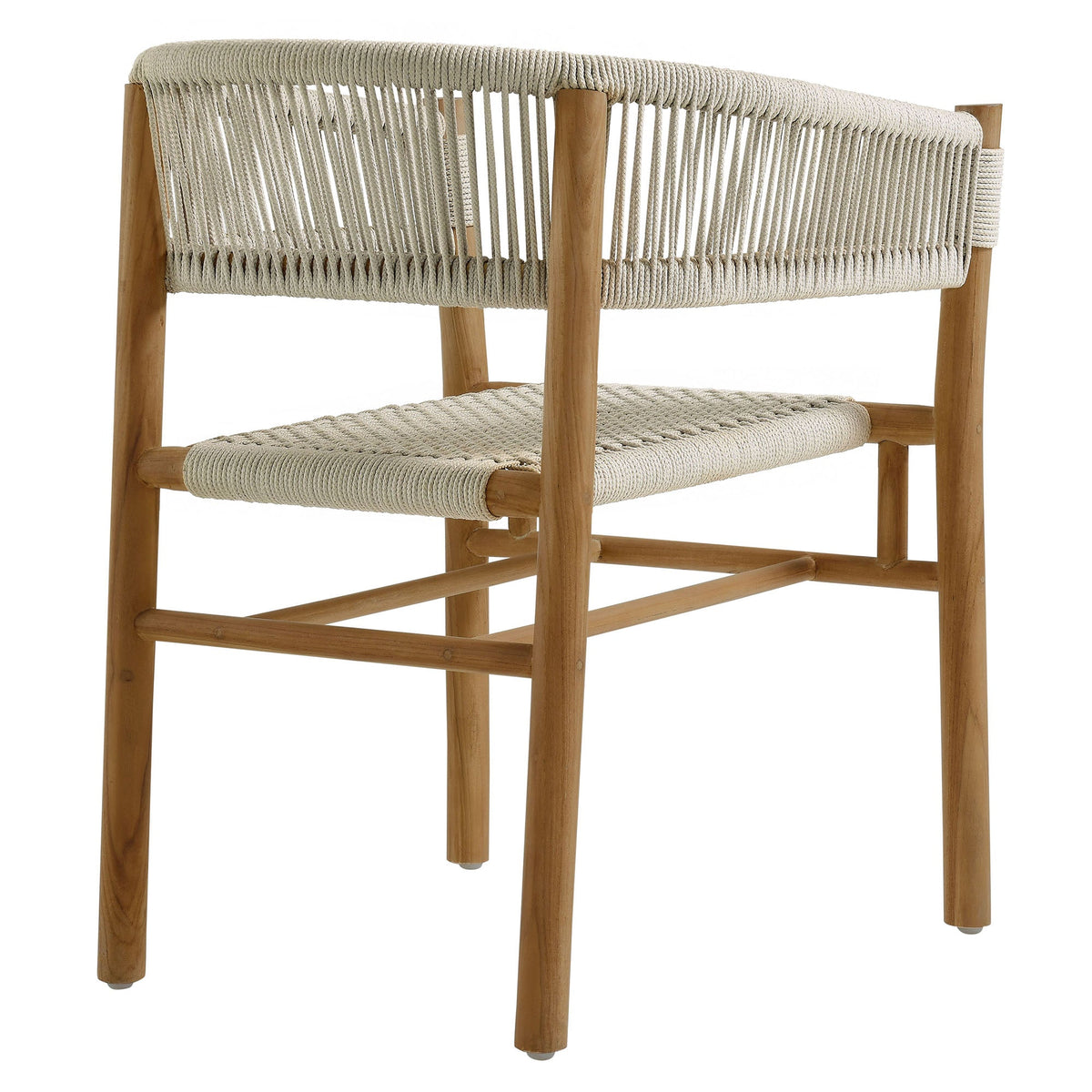 Vienna outdoor teak rope curved-back dining armchairs set of 2 by Modway with rope weave on Tampa Home & Garden Store
