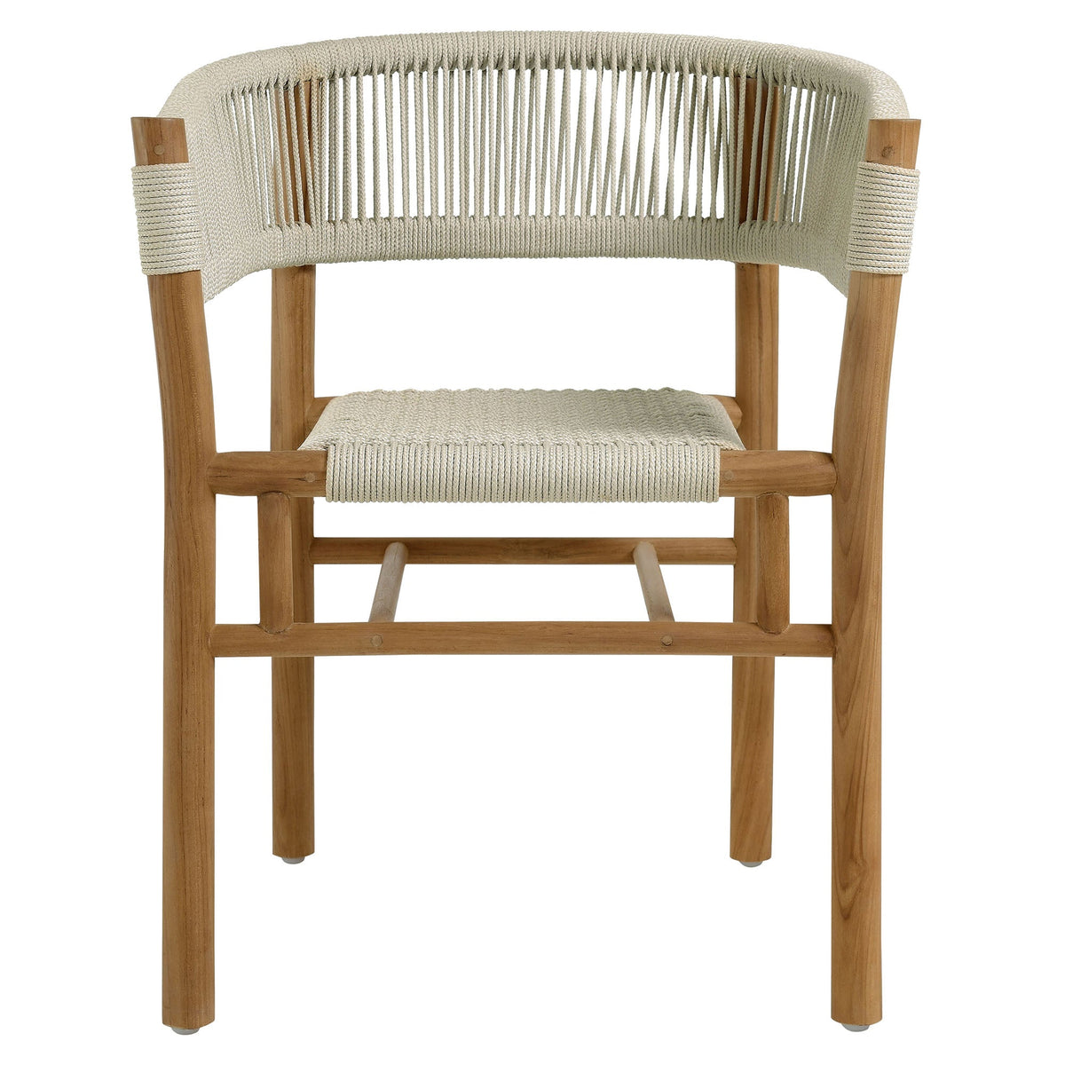 Vienna teak and rope curved-back dining armchairs 2-pack with rope weave on Tampa Home & Garden Store
