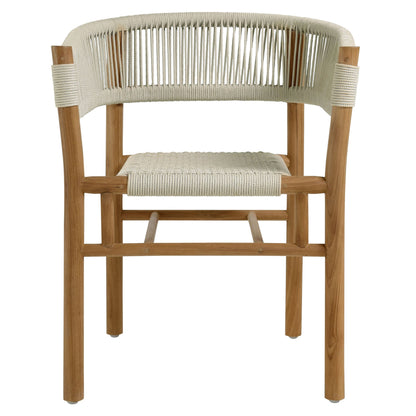 Vienna teak and rope curved-back dining armchairs 2-pack with rope weave on Tampa Home & Garden Store