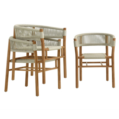 Vienna outdoor teak and rope curved-back dining armchairs, natural rope weave, set of 2 on Tampa Home & Garden Store
