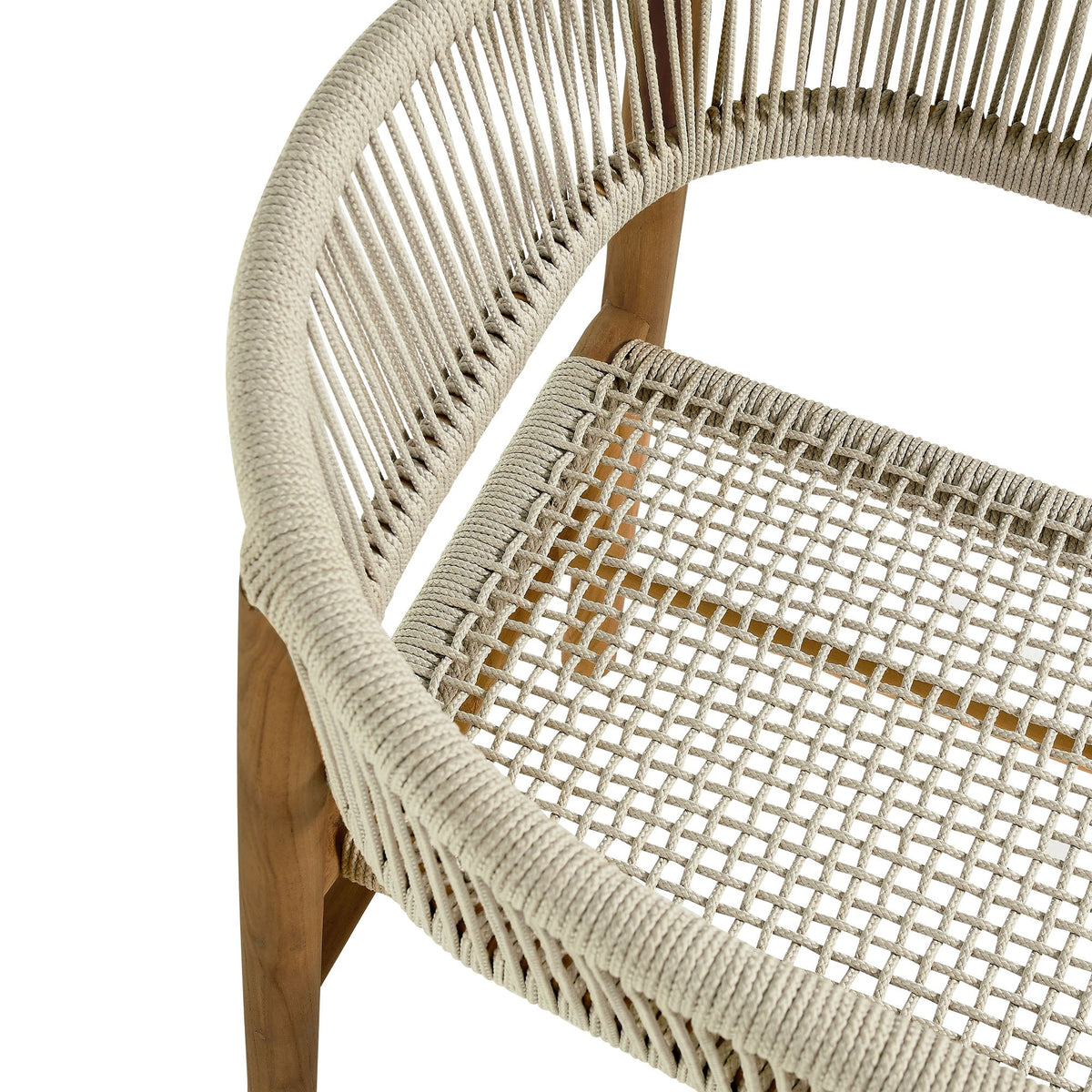 Vienna teak and rope curved-back dining armchairs set of 2 with beige woven rope seats by Modway on Tampa Home & Garden Store