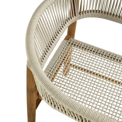 Vienna teak and rope curved-back dining armchairs set of 2 with beige woven rope seats by Modway on Tampa Home & Garden Store