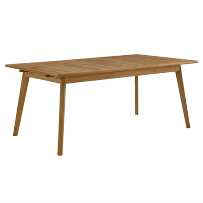 Vienna outdoor teak wood extendable dining table, natural finish, slatted top on Tampa Home & Garden Store