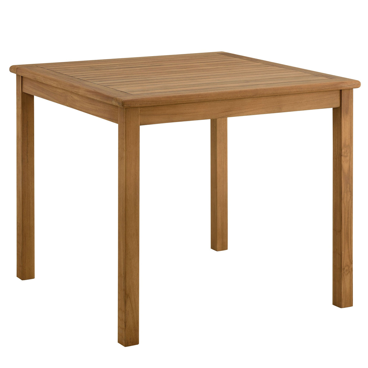 Vienna 34in square outdoor teak dining table with slatted top in natural finish by Modway on Tampa Home & Garden Store