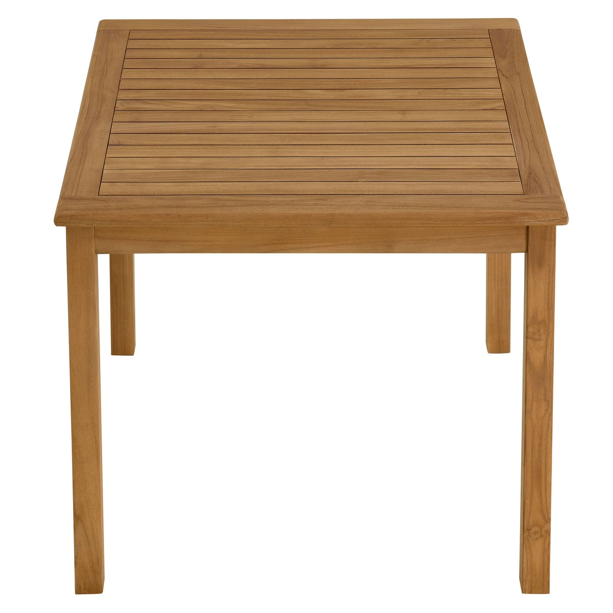 Vienna 34in square outdoor teak dining table slatted top border frame HouseOfZazla on Tampa Home & Garden Store
