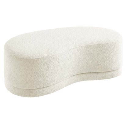 Nimbus 48in upholstered ottoman bench in cream boucle fabric, oval shape on Tampa Home & Garden Store