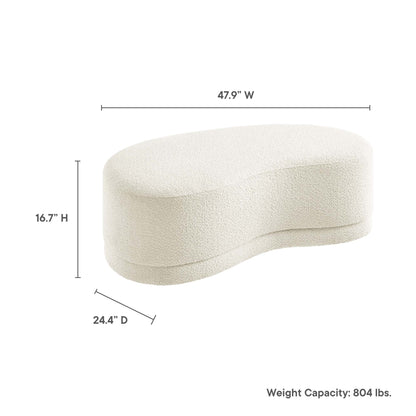Modway Nimbus 48in upholstered ottoman bench in ivory boucle fabric with rounded edges on Tampa Home & Garden Store