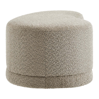 Nimbus 48in Upholstered Ottoman Bench, round beige boucle fabric, plush texture on Tampa Home & Garden Store