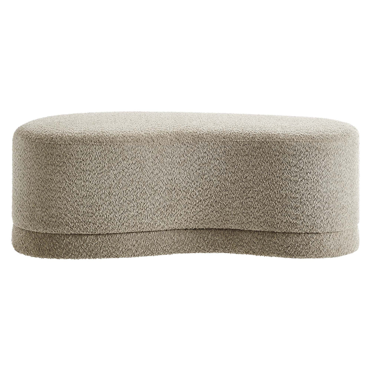 Nimbus 48in upholstered ottoman bench in beige boucle fabric with rounded edges by Modway on Tampa Home & Garden Store
