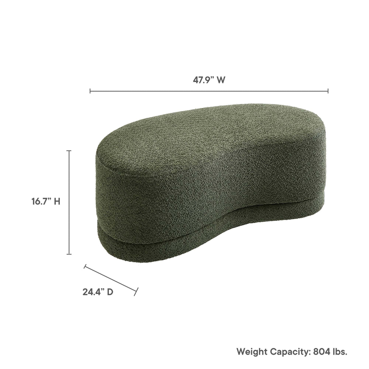 Nimbus 48in upholstered ottoman bench in olive textured fabric, living room furniture by Modway on Tampa Home & Garden Store