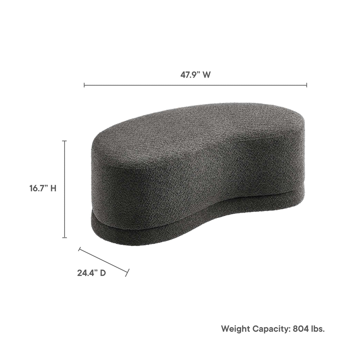 Nimbus 48in upholstered ottoman bench charcoal gray textured fabric for living room by Modway on Tampa Home & Garden Store