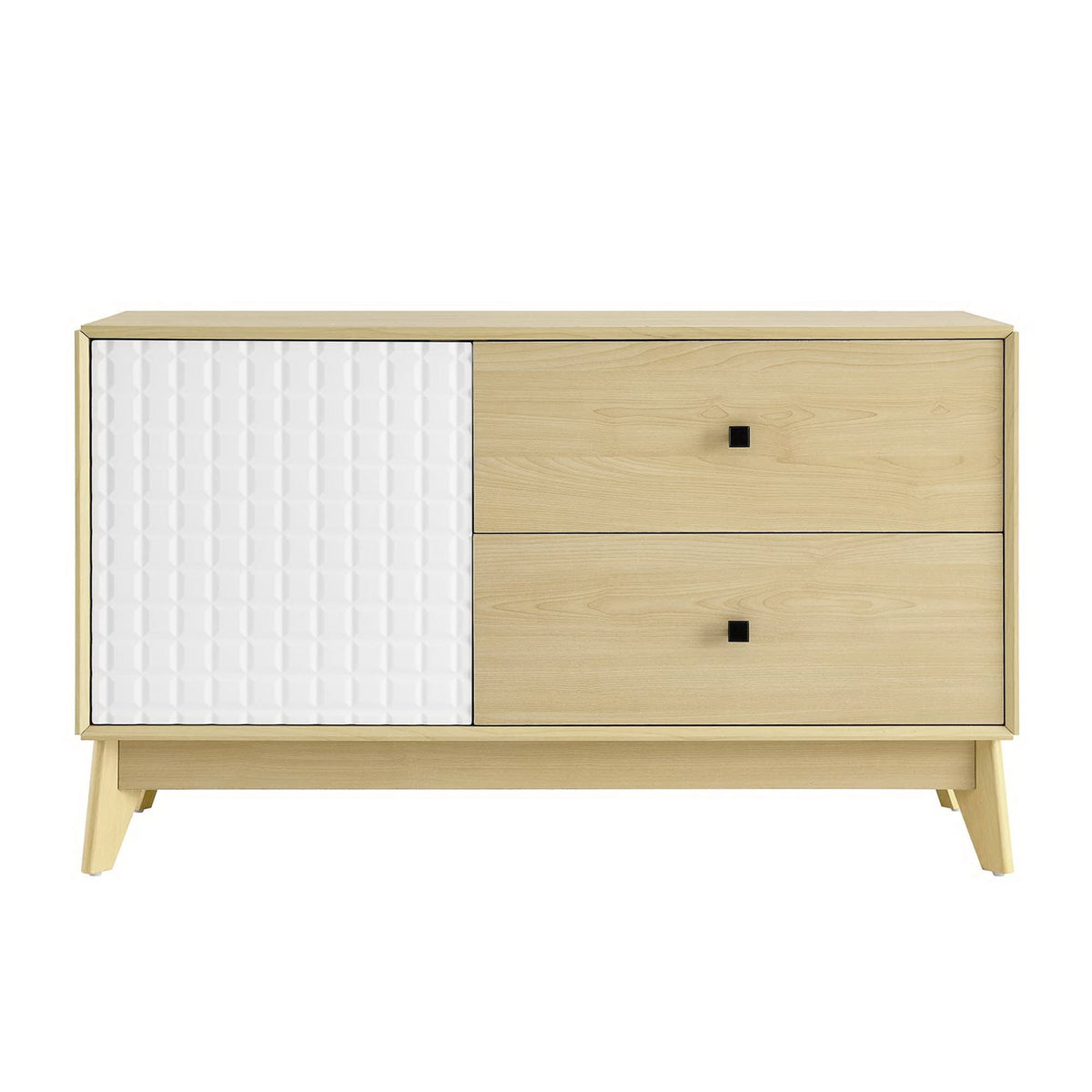 Nectar 43in wood grain accent cabinet with textured white panel and light oak finish on Tampa Home & Garden Store