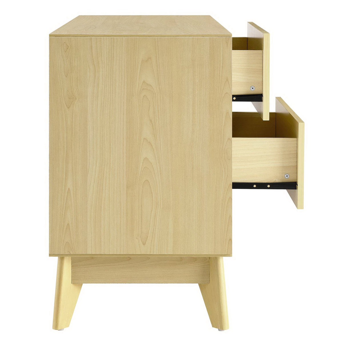 Nectar 43-inch wood grain accent cabinet with light oak finish and gold interior drawers on Tampa Home & Garden Store