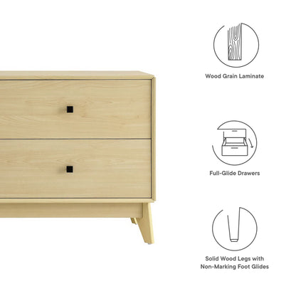 Nectar 43in Wood Grain Accent Cabinet in natural laminate with black square pulls on Tampa Home & Garden Store