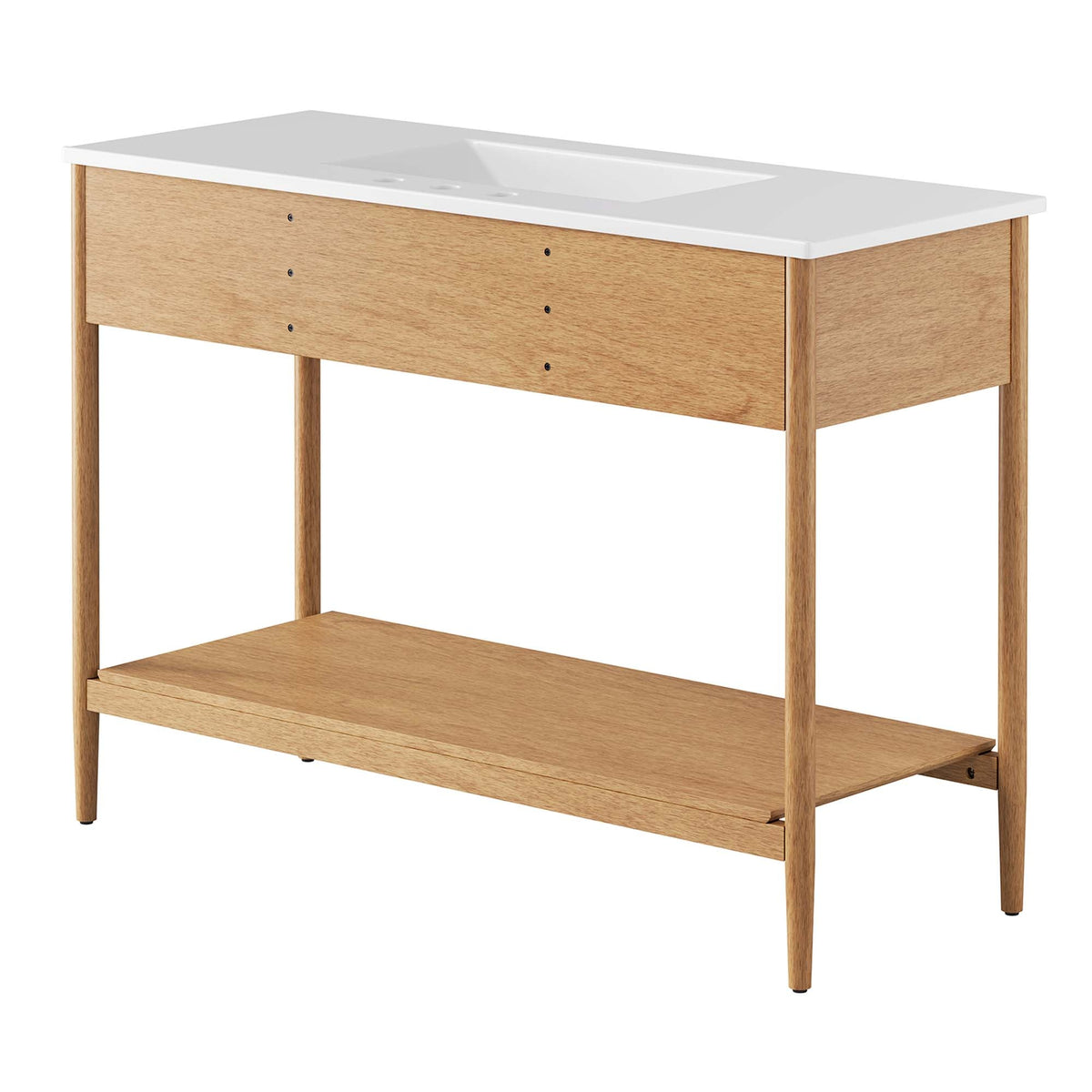 Zaire Single Sink Bathroom Vanity by Modway, oak wood table vanity with white countertop on Tampa Home & Garden Store