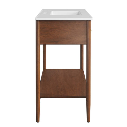 Zaire single sink vanity with white countertop and wood cabinet by HouseOfZazla on Tampa Home & Garden Store