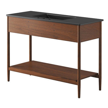 Zaire single sink bathroom vanity with wood finish and gray top on Tampa Home & Garden Store