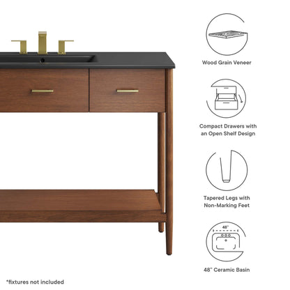 Zaire Single Sink Vanity with dark gray countertop, gold faucet, wood cabinet by HouseOfZazla on Tampa Home & Garden Store