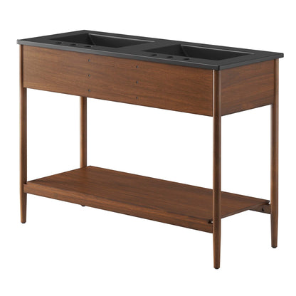 Zaire Double Sink Vanity by Modway, wood table vanity with dark countertop and two sinks on Tampa Home & Garden Store
