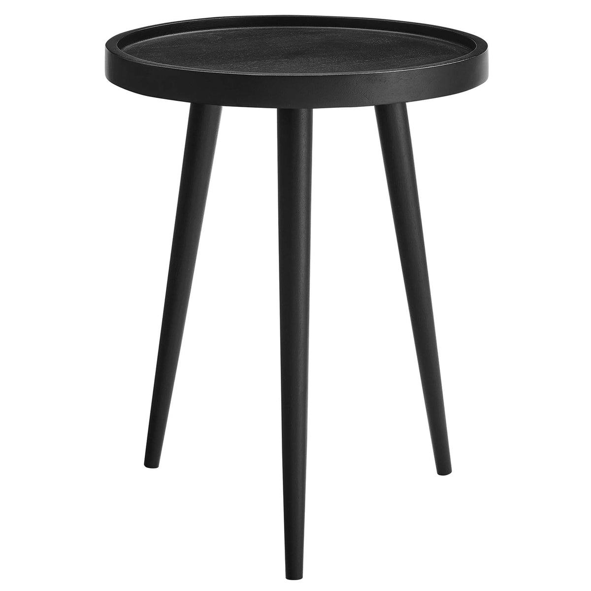 Chiro Round Wood Side Table by Modway, black wood round top with three tapered legs on Tampa Home & Garden Store