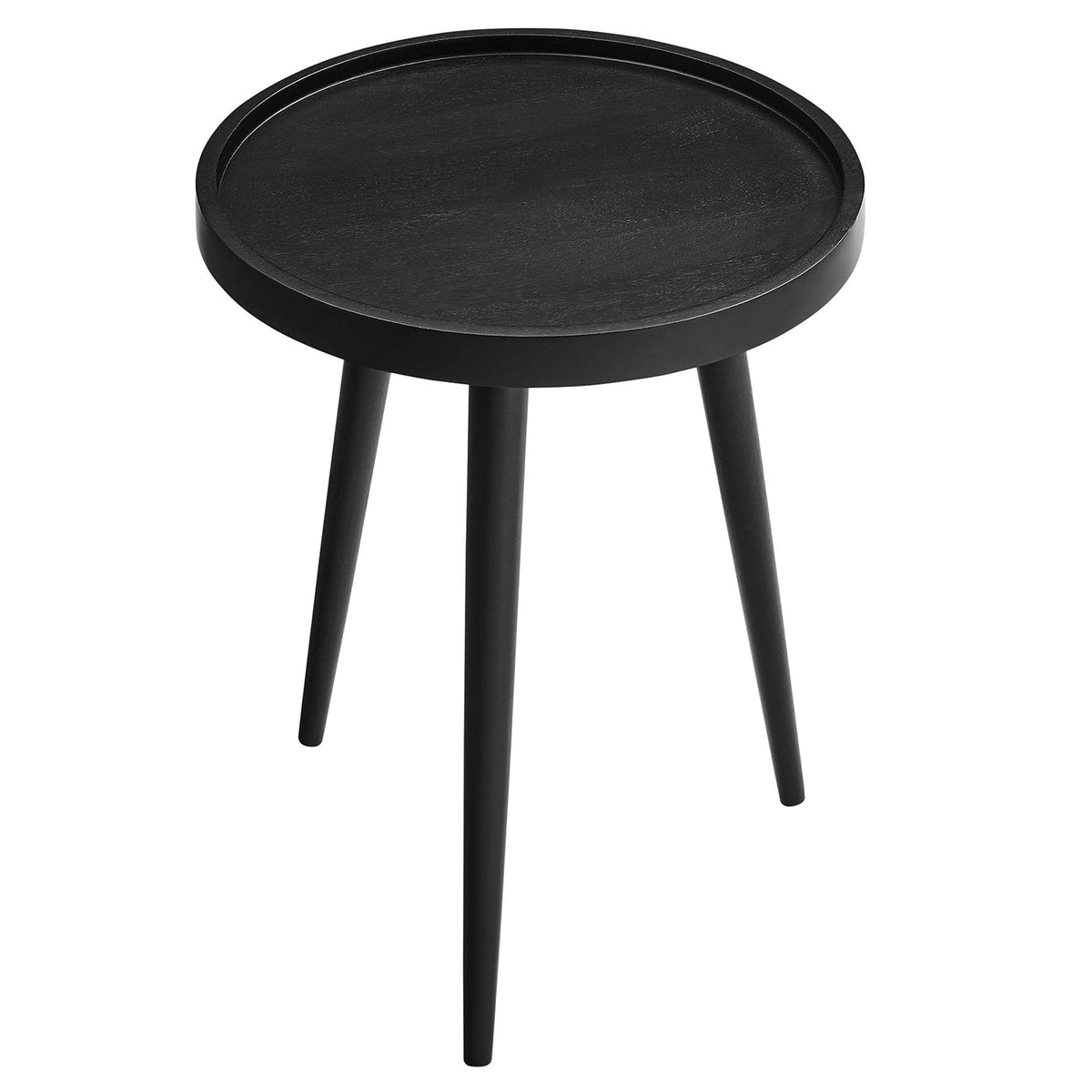 Chiro Round Wood Side Table by Modway, black round wood top with tapered legs on Tampa Home & Garden Store
