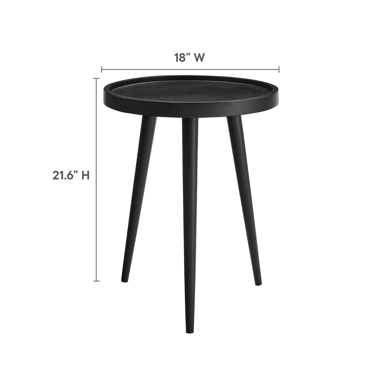 Chiro Round Wood Side Table by Modway, black round top, 18 in W on Tampa Home & Garden Store